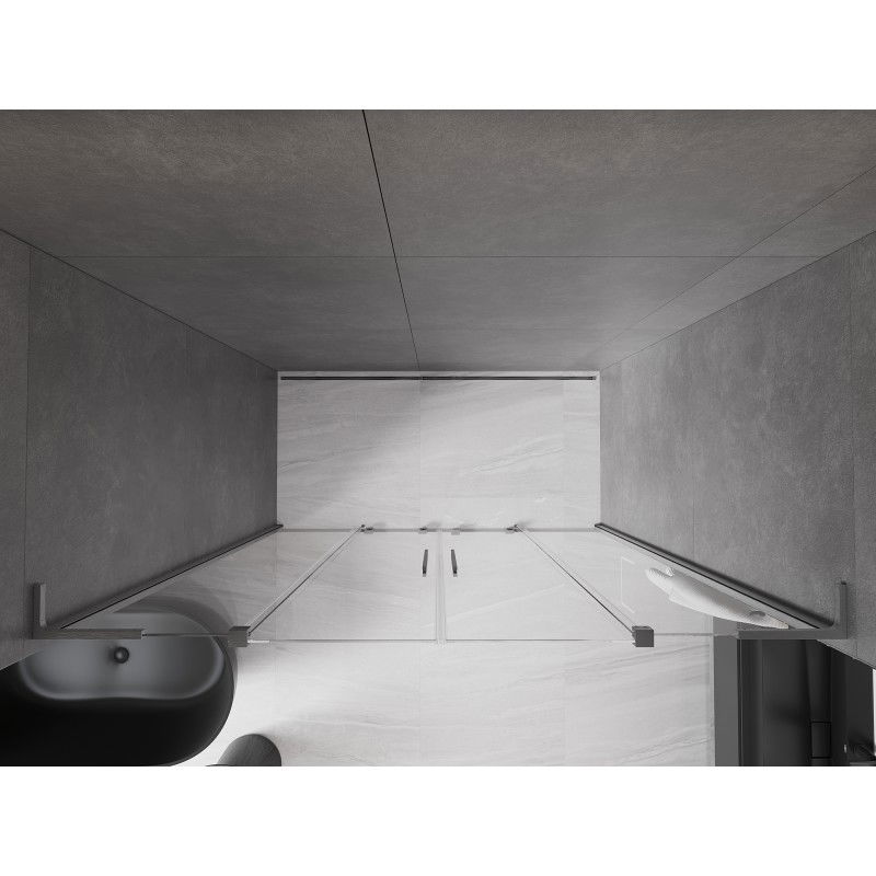 Mexen Velar L Duo uși duș glisante 200 cm, transparent, gri metalizat periat - 871-200-003-02-66