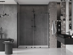 Mexen Velar L Duo uși de duș glisante 170 cm, transparent, negru - 871-170-003-02-70