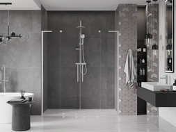 Mexen Velar L Duo ușă duș glisantă 180 cm, transparent, nichel periat - 871-180-003-02-97
