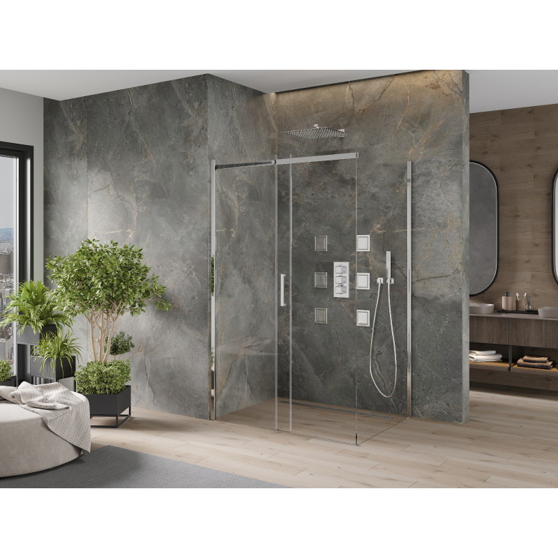Mexen Omega 150 x 100 cm-es tolóajtós zuhanykabin, átlátszó, króm - 825-150-100-01-00