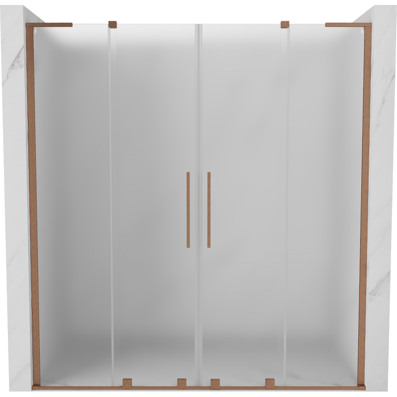 Mexen Velar L Duo tolóajtós zuhanykabin 170 cm, zúzott jég, kefe réz - 871-170-003-32-65