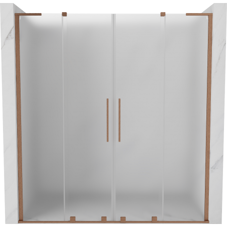 Mexen Velar L Duo tolóajtós zuhanykabin 170 cm, zúzott jég, kefe réz - 871-170-003-32-65