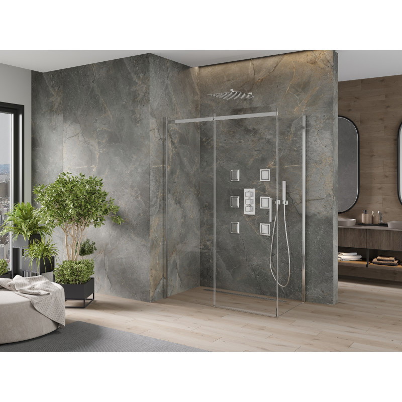Mexen Omega 160 x 80 cm-es tolóajtós zuhanykabin, átlátszó, króm - 825-160-080-01-00