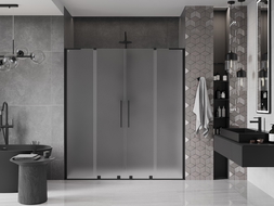 Mexen Velar L Duo uși de duș glisante 180 cm, sablat, negru - 871-180-003-32-70