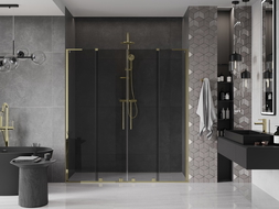 Mexen Velar L Duo uși de duș glisante 200 cm, grafit, aurii - 871-200-003-42-50