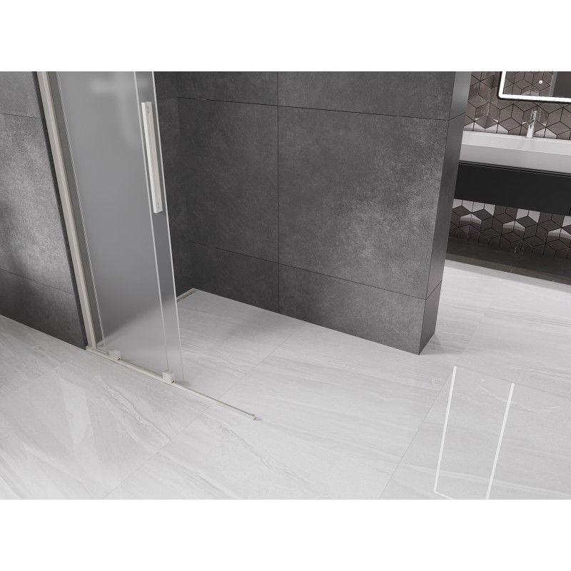 Mexen Velar Walk-in Toló Zuhanyfal 75 x 200 cm, deres 8 mm, csiszolt nikkel - 871-075-000-33-97