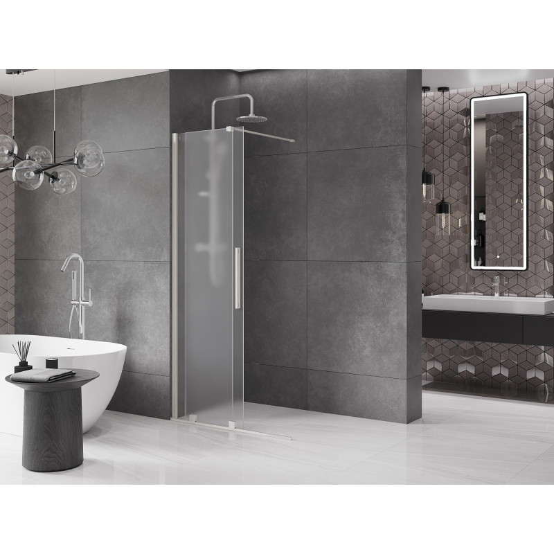Mexen Velar Walk-in tolózuhanyfal 110 x 200 cm, deres 8 mm, szálcsiszolt nikkel - 871-110-000-33-97