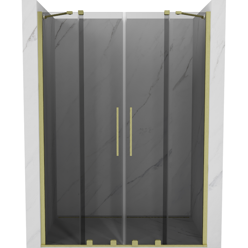 Mexen Velar Duo uși de duș glisante 140 cm, grafit, aur periat - 871-140-000-42-55