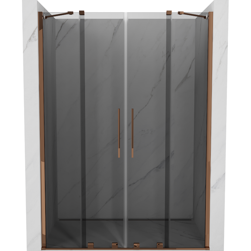 Mexen Velar Duo uși de duș glisante 150 cm, grafit, aur roz - 871-150-000-42-60