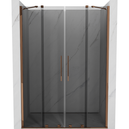 Mexen Velar Duo uși de duș glisante 150 cm, grafit, aur roz - 871-150-000-42-60