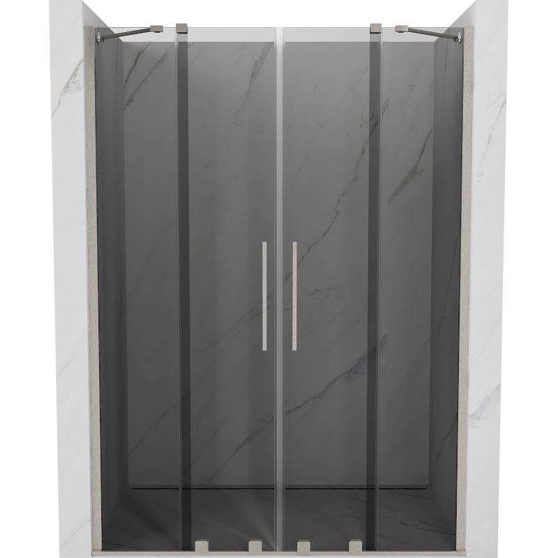 Mexen Velar Duo toló zuhanyajtó 140 cm, grafit, kefélt nikkel - 871-140-000-42-97