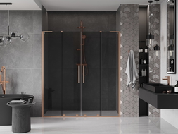 Mexen Velar L Duo uși de duș glisante 180 cm, grafit, cupru periat - 871-180-003-42-65