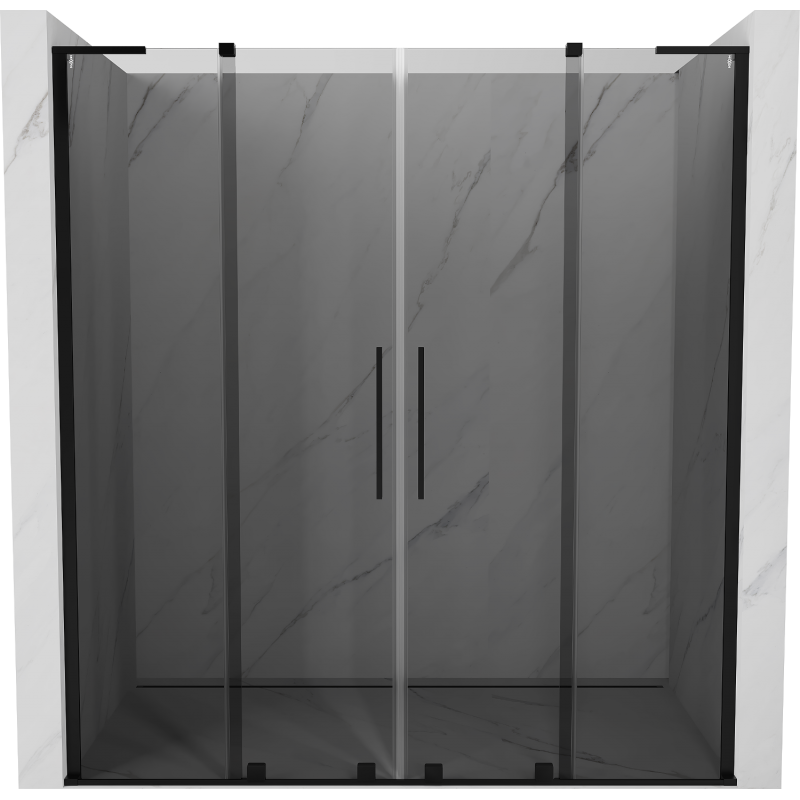 Mexen Velar L Duo tolóajtós zuhanyajtó 200 cm, grafit, fekete - 871-200-003-42-70