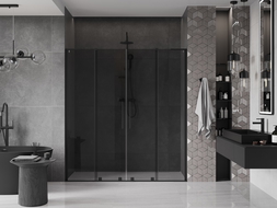 Mexen Velar L Duo uși de duș glisante 200 cm, grafit, negru - 871-200-003-42-70