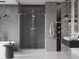 Mexen Velar L Duo toló zuhanyajtó 140 cm, átlátszó, króm - 871-140-003-02-01