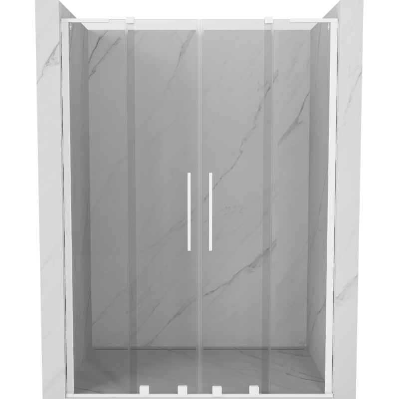 Mexen Velar L Duo uși de duș glisante 160 cm, transparente, albe - 871-160-003-02-20