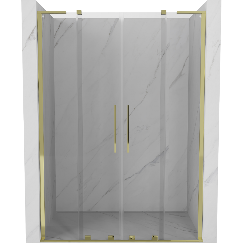 Mexen Velar L Duo uși de duș glisante 140 cm, transparente, aurii - 871-140-003-02-50