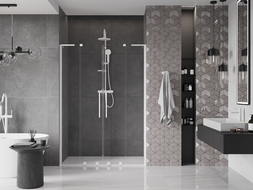 Mexen Velar L Duo toló zuhanyajtók 160 cm, átlátszó, fehér - 871-160-003-02-20