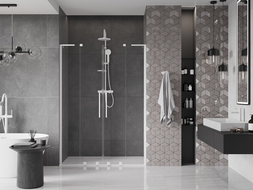 Mexen Velar L Duo uși de duș glisante 160 cm, transparent, alb - 871-160-003-02-20