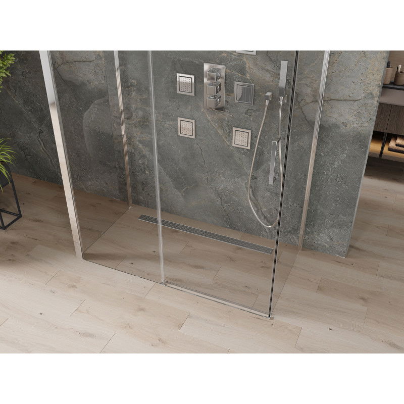 Mexen Omega-3S cabina de duș cu 3 pereți, glisantă 140 x 80 cm, transparentă, crom - 825-140-080-01-00-3S
