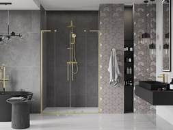 Uși de duș glisante Mexen Velar L Duo 140 cm, transparent, auriu periat - 871-140-003-02-55