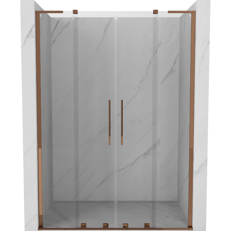 Mexen Velar L Duo uși de duș glisante 150 cm, transparente, aur roz - 871-150-003-02-60