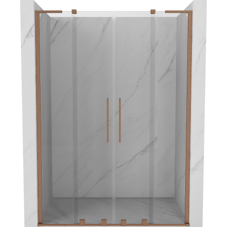 Mexen Velar L Duo uși de duș glisante 140 cm, transparent, cupru periat - 871-140-003-02-65