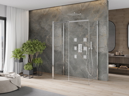 Mexen Omega 3-falú, tolóajtós zuhanykabin 140 x 80 cm, átlátszó, króm - 825-140-080-01-00-3S