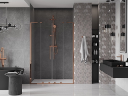 Mexen Velar L Duo uși de duș glisante 160 cm, transparent, aur roz - 871-160-003-02-60