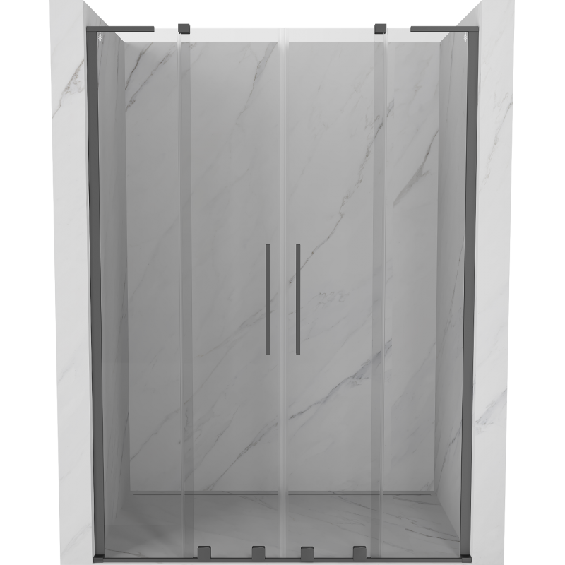 Mexen Velar L Duo uși de duș glisante 140 cm, transparente, gun metal - 871-140-003-02-95