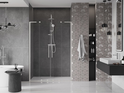 Mexen Velar L Duo uși de duș glisante 140 cm, transparent, nichel periat - 871-140-003-02-97