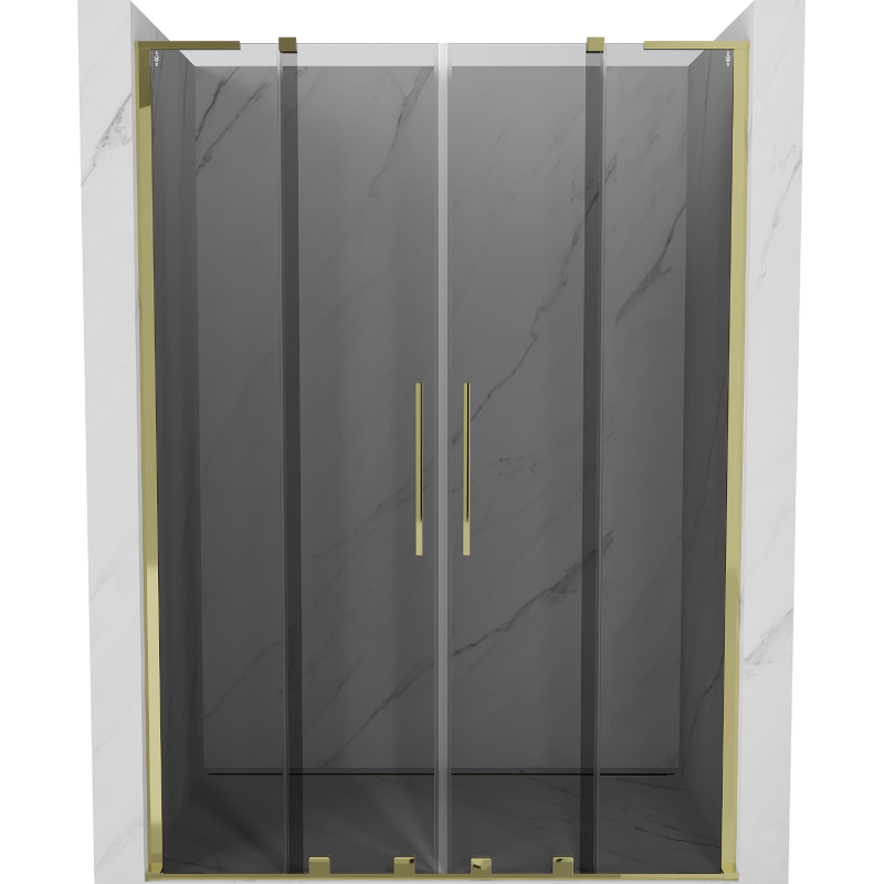Mexen Velar L Duo toló zuhanyajtó 140 cm, grafit, arany - 871-140-003-42-50