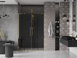 Mexen Velar L Duo uși de duș culisante 140 cm, grafit, auriu - 871-140-003-42-50