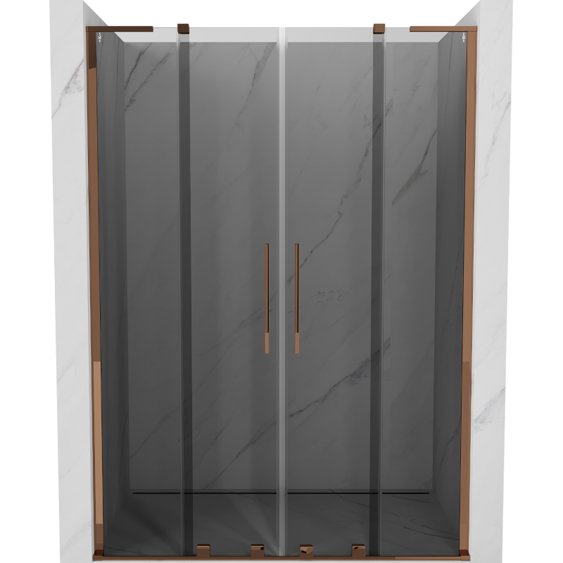 Mexen Velar L Duo uși de duș glisante 150 cm, grafit, aur roz - 871-150-003-42-60