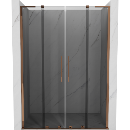 Mexen Velar L Duo uși de duș glisante 150 cm, grafit, aur roz - 871-150-003-42-60