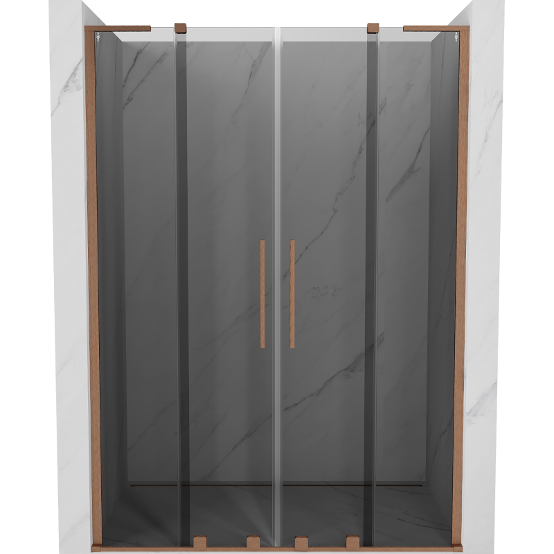 Mexen Velar L Duo tolóajtós zuhanyajtó 140 cm, grafit, csiszolt réz - 871-140-003-42-65