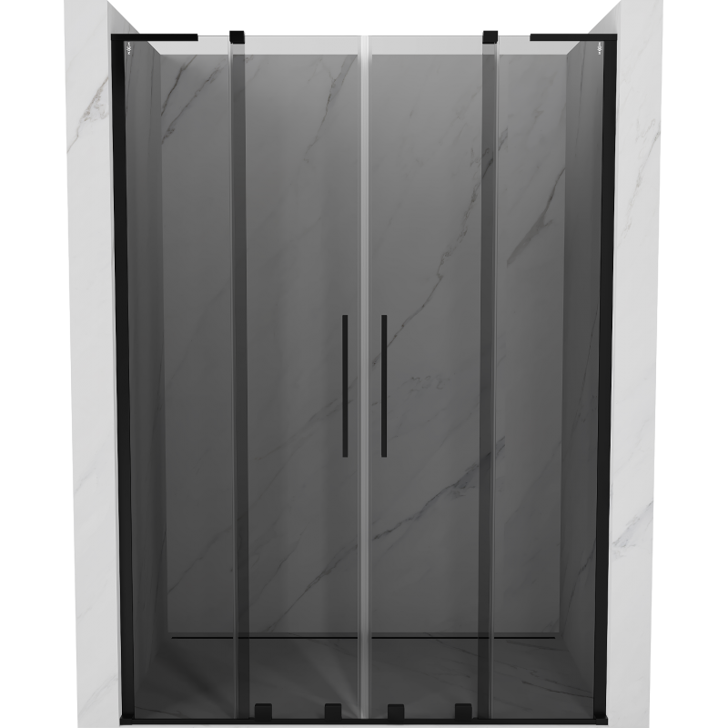 Mexen Velar L Duo uși de duș glisante 140 cm, grafit, negre - 871-140-003-42-70