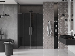 Mexen Velar L Duo uși de duș glisante 160 cm, grafit, gun gray periat - 871-160-003-42-66