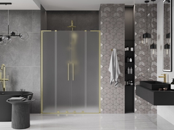 Mexen Velar L Duo uși de duș glisante 140 cm, sablat, auriu periat - 871-140-003-32-55
