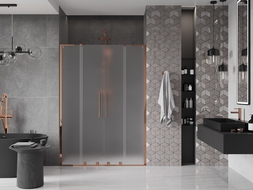 Mexen Velar L Duo uși de duș glisante 150 cm, mat, aur roz - 871-150-003-32-60