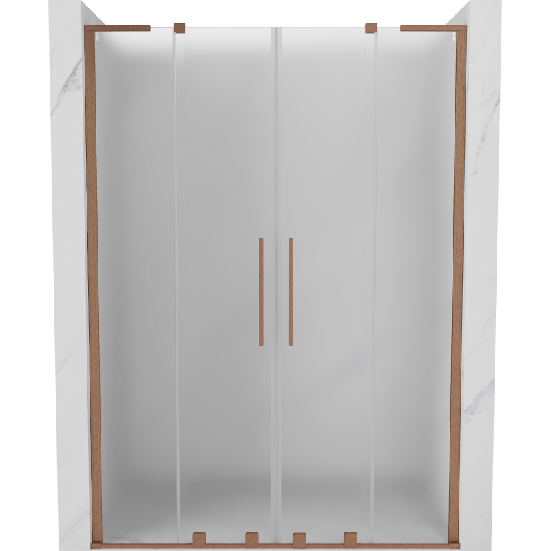 Mexen Velar L Duo tolóajtós zuhanyajtó 140 cm, deres, kefélt réz - 871-140-003-32-65