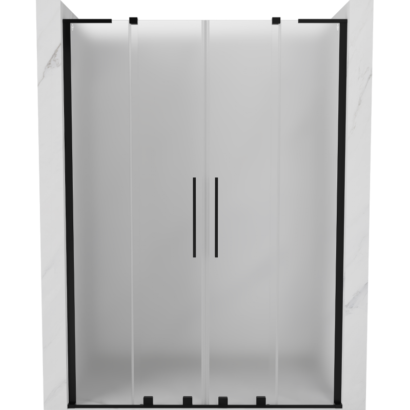 Mexen Velar L Duo uși de duș glisante 140 cm, sticlă mată, negre - 871-140-003-32-70