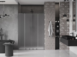 Mexen Velar L Duo tolóajtós zuhanykabin 150 cm, homályos, kefélt gun gray - 871-150-003-32-66