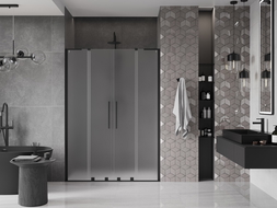 Mexen Velar L Duo uși de duș glisante 140 cm, sticlă mată, negre - 871-140-003-32-70