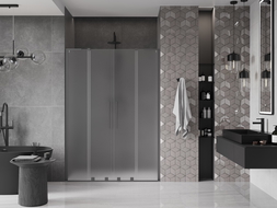 Mexen Velar L Duo uși de duș glisante 140 cm, satinat, gun metal - 871-140-003-32-95