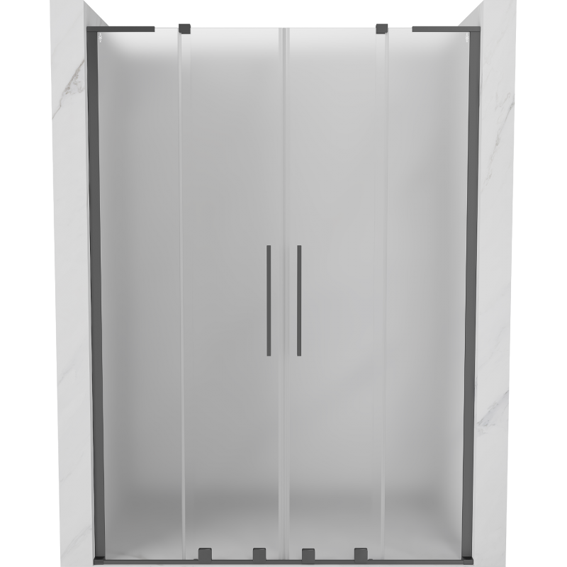Mexen Velar L Duo uși de duș glisante 160 cm, sticlă mată, gun metal - 871-160-003-32-95