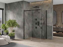 Mexen Omega cabină de duș extensibilă 120 x 70 cm, transparent, Neagră - 825-120-070-70-00