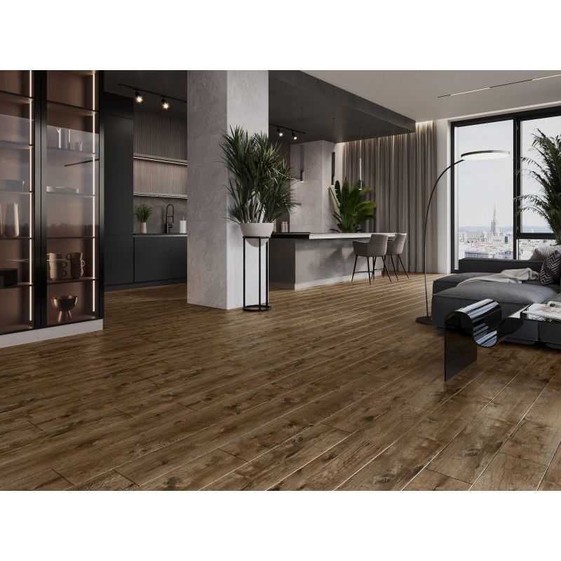 Mexen Orange Beach probă panouri vinil SPC 6,5 mm, suport IXPE 1,5 mm, 4 V-Fugă, Nuc - F1028-S