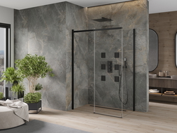 Mexen Omega cabină de duș extensibilă 130 x 70 cm, transparent, Neagră - 825-130-070-70-00