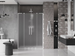 Mexen Velar L Duo tolóajtós zuhanykabin 150 cm, homályos, fehér - 871-150-003-32-20